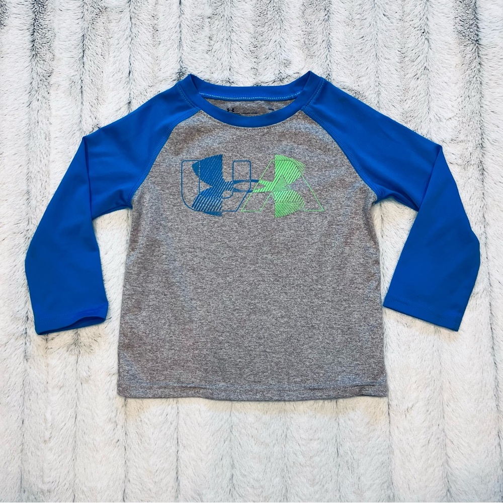 Under Armour Kids Blue and Gray Long Sleeve Tee